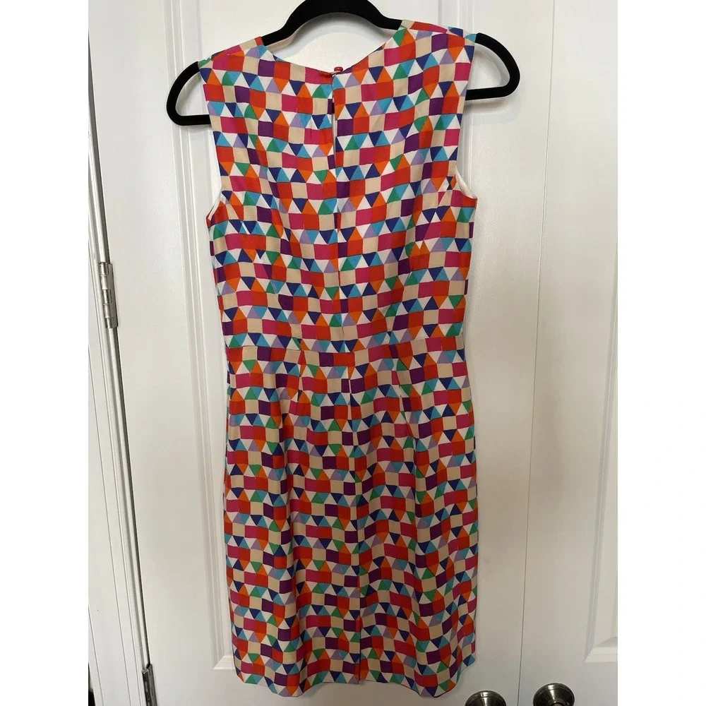 Kate Spade Abbey Geometric Print‎ Sleeveless Sheath Midi Dress Colorful Women 2